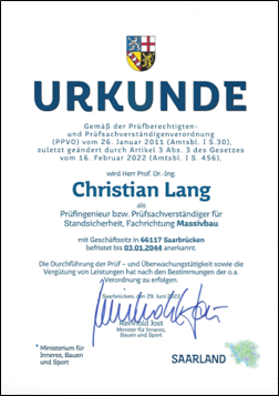 Urkunde Christian Lang